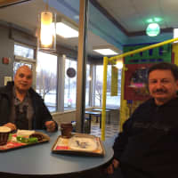 <p>William Lugo of Stratford and Gary Mate of Fairfield meet for breakfast at the McDonald&#x27;s on the  Post Road and were also surprised to find that there was free coffee at the restaurant.</p>