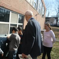 <p>Students took State Education Regent Harry Phillips for a tour of the grounds in Eastchester.</p>