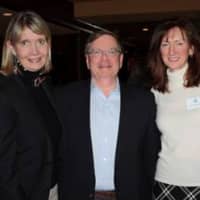 <p>From left, Linda Mahon, Humanitarian Dinner co-chair, Stuart Marwell, 2014 Humanitarian Award recipient, Lisa Shrewsberry, Humanitarian Dinner co-chair, and Muffin Dowdle, club board secretary, at the reception.</p>