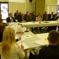 <p>Sen. Greg Ball leads a roundtable of educators, law enforcement and community leaders about the heroin problem in Westchester and Putnam counties. </p>