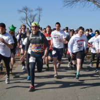 <p>Runners take off in the 5k at the &quot;Bite Back for a Cure&quot; run/walk Sunday in Westport. The race raised money for the Tick-Borne Disease Alliance.</p>
