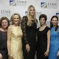<p>Elena Della Donne, center, joins (left to right)  Debbie Siciliano, Julia Knox Comeau, Diane Blanchard and Bryanna Kallman of the Lyme Research Alliance at the gala.</p>