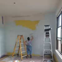 <p>The studio during the renovation process earlier this year in New Rochelle.</p>