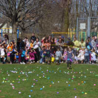 <p>Children poised an ready to run to hunt for eggs at the Hastings-on-Hudson Eggstravaganza Saturday, April 12.</p>