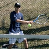 <p>Harvey&#x27;s Tyler Levy lines up a backhand.</p>