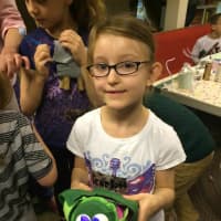 <p>Scarlet Gerber, 7 of Westport, made a sea turtle out of recycled materials. </p>