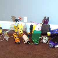 <p>Among the animals created by the kids at the Westport Historical Society were a banana lemur, poison frogs, giraffes, whales and elephants.</p>
