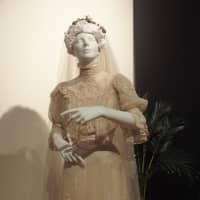 <p>An old-time bridal gown at the Darien Historical Society. </p>