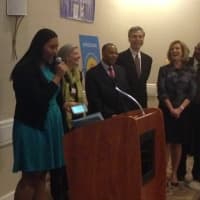 <p>Hon. Jo Ann Friia was excited Youth Court member Alisa Choubay spoke in honor of her. </p>