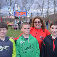 <p>Left to right: Somers residents Dylan Faller, Ethan Krauss, Nina Collins (mom), and Sean Collins (son).</p>