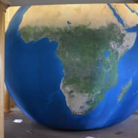 <p>The big globe, called the Earth Balloon, in the library at Pound Ridge Elementary School.</p>