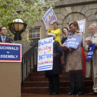 <p>Assemblyman David Buchwald announced his bid for re-election in White Plains Thursday morning, May 1. </p>