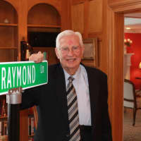 <p>Westport&#x27;s Allen Raymond with his sign, first presented to him at his 89th birthday party last year.</p>