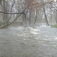 <p>The Mill River in Fairfield was over flowing after the overnight rain fall. </p>