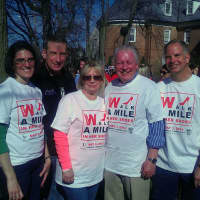<p>From left: Fairfield Selectman Cristin McCarthy Vahey, Police Capt. Josh Zabin, Center for Family Justice President Debra Greenwood, First Selectman Michael Tetreau and Democratic candidate for State Representative Kevin Coyner at Saturday&#x27;s &#x27;Walk a </p>