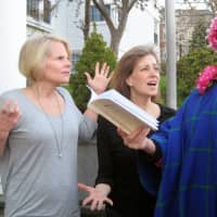 <p>Annalisa DiNucci (as Gerry Dunbar); Jenifer Weiss (as Aggie Manville); Elaine Healy (as Phyllis Montague) appear in &quot;Play On!,&quot; produced by The Armonk Players.</p>