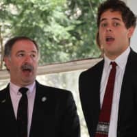 <p>State Rep. Jonathan Steinberg of Westport joins his old college glee club for a number. </p>