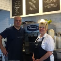 <p>Owner and lifelong resident of Westport Al DiGuido with his wife, Chris, are pleased to be starting Saugtuck Sweets on Riverside Avenue. </p>