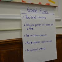 <p>A list of ground rules is displayed for the first public session for New Castle&#x27;s master plan update process.</p>
