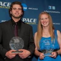 <p>Male Athlete of the Year Matt Gebhardt and Female Athlete of the Year Jeane Drury.</p>