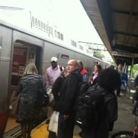 <p>Commuters boarding at Greenwich, Conn., train station an 8:22 a.m. train to Grand Central. </p>