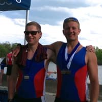 <p>DHS&#x27;s seniors Alex Sedlack (left) and Taylor Stauffer win a gold medal at the NE District Championships and qualify for National Championships</p>