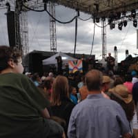 <p>The crowd at Roger Sherman Baldwin Park listens to Beatles cover band The Fab Faux at the fourth annual Greenwich Town Party on Saturday.</p>