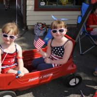 <p>Coming to the annual Fairfield Memorial  Day Parade is one of the highlights of the year for 5-year-old residents Zoe Moonre and Caroline Smyth. </p>
