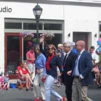 <p>Local officials step off at the start of Darien&#x27;s parade. </p>