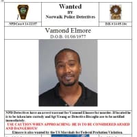 <p>An arrest warrant has been issued for Vamond Wooley King Elmore in connection with a May 15 murder in Norwalk.</p>