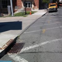 <p>The spray painted signs along Warburton Ave. and Main St. in Hastings designate where con Edison will be working on replacing gas lines beginning in early June.</p>