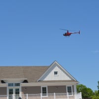 <p>A red helicopter was spotted flying low above downtown Armonk.</p>