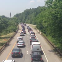 <p>Traffic was heavy on the northbound Hutchinson River Parkway after it reopened Tuesday around noon following a fire at the Mobil station in Harrison.</p>