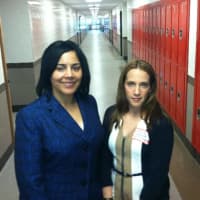 <p>Nivea Torres, left, superintendent of the state&#x27;s technical school system, shows Kierstin Pupkowski, community affairs director for WTNH, the renovated J.M. Wright Technical High School during a tour for sponsors of the reopened school.</p>