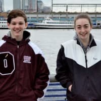 <p>Ossining Spartan swimmers Alex Carrazzone and Kate Flynn recently completed the 1.6-mile Great Hudson River Swim.</p>