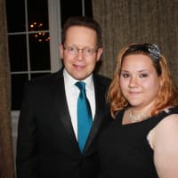 <p>Norwalk Community College President David L. Levinson with Jackie Gibbons, an adolescent in FCAs Specialized Foster Care program who presented her story at the event.She will be attending NCC in the fall.</p>