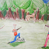 <p> The Ages of Hunting by Greer Lammens, 13, a student at Roton Middle School in Norwalk, is one of 141 works displayed in the 18th International Childrens Art Show.</p>