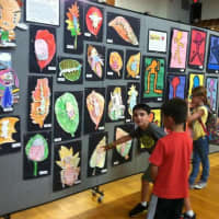 <p>Students from Mamaroneck Avenue School created artwork for an exhibition in the all-purpose room.</p>
