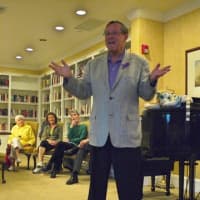 <p>Ridgefield resident Scott Russell speaks about his experiences with early-stage Alzheimer&#x27;s to a group at Founders Hall.  </p>