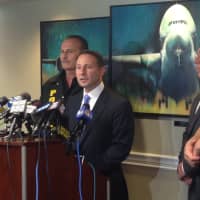 <p>Westchester County Executive Rob Astorino and police officials speak to reporters on the plane crash that killed Richard Rockefeller in a press conference Friday at Westchester County Airport in White Plains. </p>