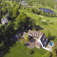 <p>An aerial view of 272 Mansfield Ave. in Darien, which recently came on the market.</p>