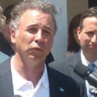 <p>Greenwich state Rep. Fred Camillo, R-151st District speaks at a speaks at a bill signing ceremony for animal protection in Greenwich on Wednesday. </p>