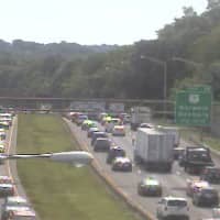 <p>It&#x27;s bumper to bumper on I-95 at Saugatuck Avenue in Fairfield on Friday afternoon. </p>