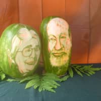 <p>Watermelons with Toshi and Pete Seeger&#x27;s face carved into them.</p>