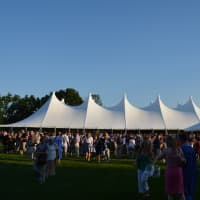 <p>A big tent, pictured, was used for Horace Greeley High School&#x27;s graduation.</p>