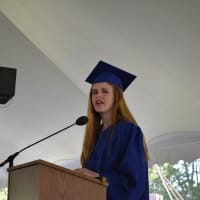 <p>Emma Benack, co-salutatorian, speaks at Horace Greeley High School&#x27;s 2014 graduation.</p>