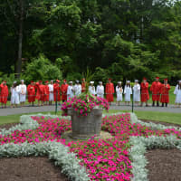 <p>Members of Fox Lane High School&#x27;s Class of 2014 line up for their commencement.</p>