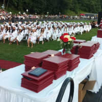 <p>Diplomas await the Sleepy Hollow High School Class of 2014, Thursday, June 26 </p>