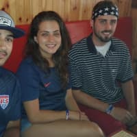 <p>USA fans Jon Tei, Amanda Arango and Brandon Cidce were set for the World Cup match.</p>