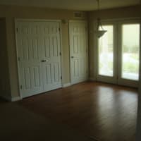 <p>The door to the patio in one of the Heights at Darien affordable housing units.</p>